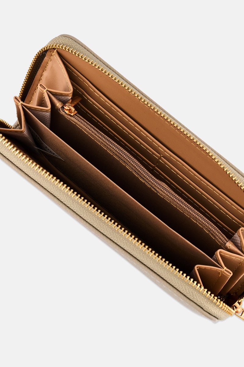 Kathy Ireland Women Brand Logo Zip Around Wallet, Light Taupe - Image 2